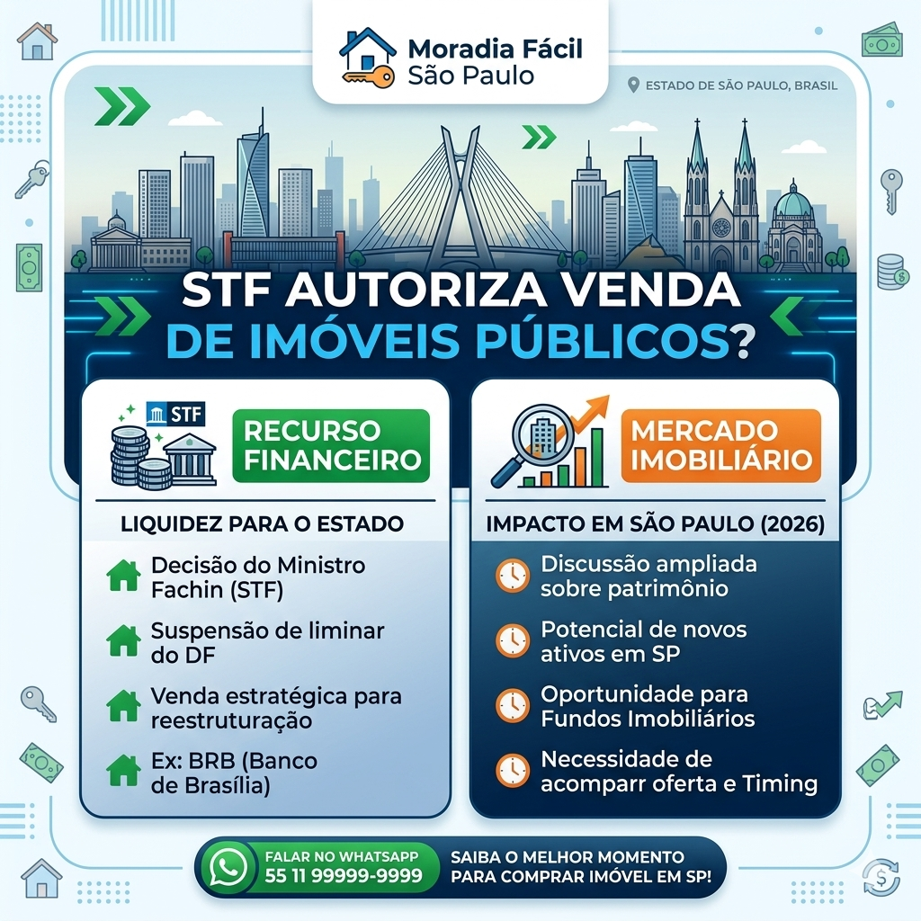 STF autoriza venda de imóveis públicos e impacto no mercado imobiliário em São Paulo 2026