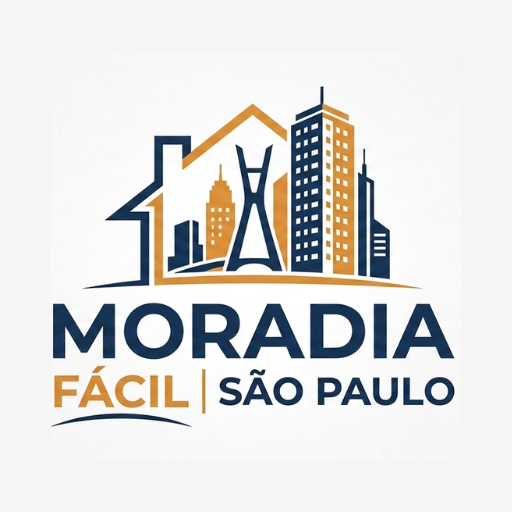 Logo da Moradia Fácil São Paulo com ilustração de prédios e casa estilizada