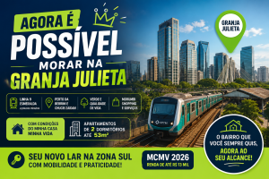 Apartamento na Granja Julieta próximo à Linha 9 Esmeralda com mobilidade, MCMV 2026 e apartamentos de 2 dormitórios