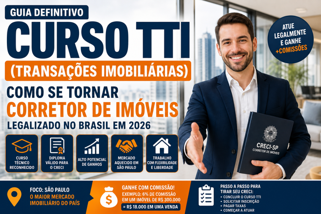 Curso TTI (Transações Imobiliárias) como se tornar corretor de imóveis em São Paulo 2026"